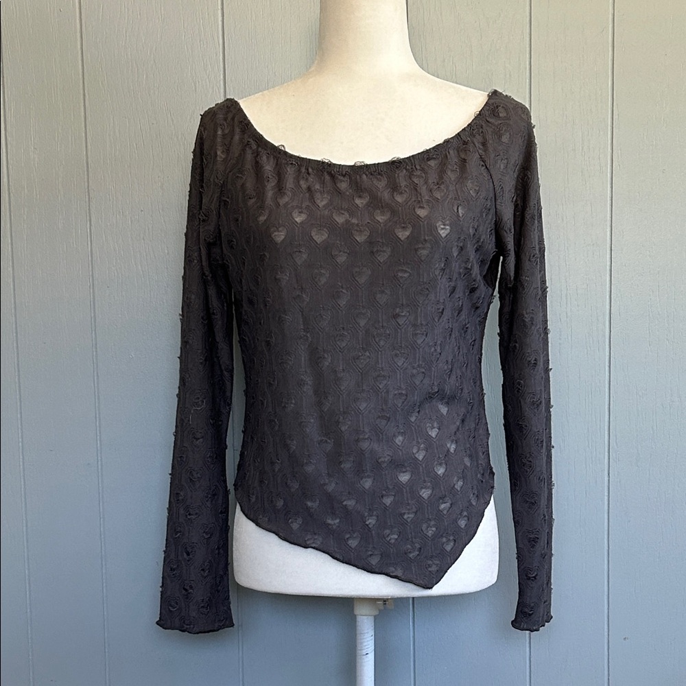 NWT Self Esteem Charcoal Textured Blouse
